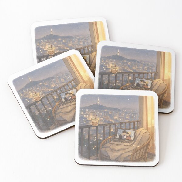 Item preview, Cozy K-Drama Night on the Balcony | Comfort K-Drama Aesthetic Illustration designed and sold by Soft Seoul Studio.