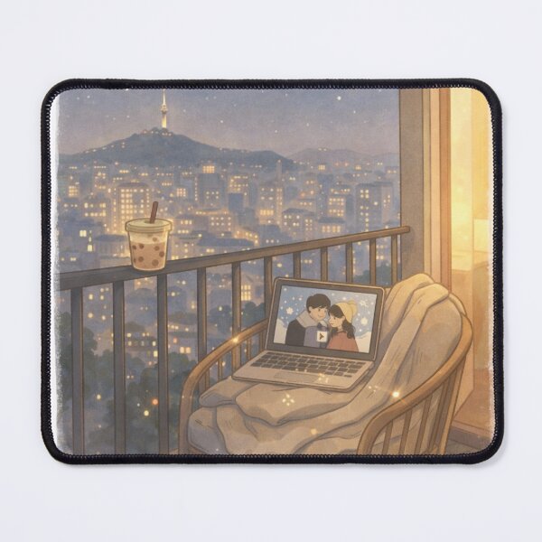 Item preview, Cozy K-Drama Night on the Balcony | Comfort K-Drama Aesthetic Illustration designed and sold by Soft Seoul Studio.