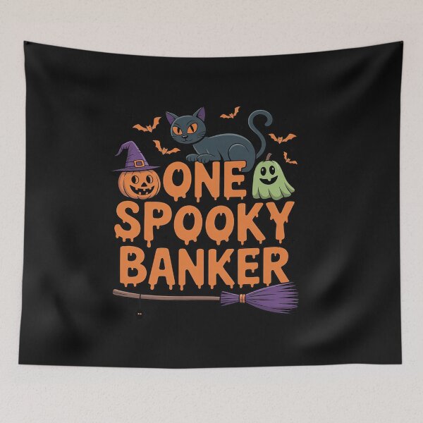 Item preview, One spooky Banker funny Halloween spooky Banker cat ghost designed and sold by katherintration.