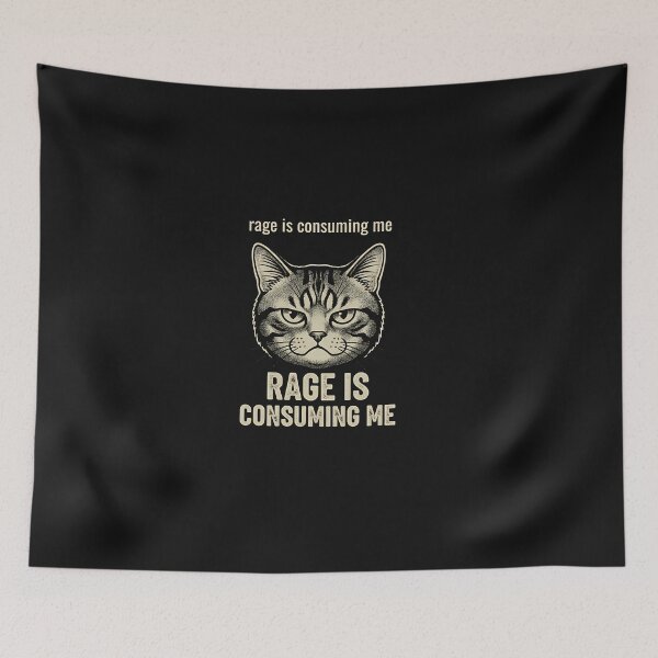 Item preview, Rage Is Consuming Me – Dark Aesthetic Cat Illustration designed and sold by yaginoie.