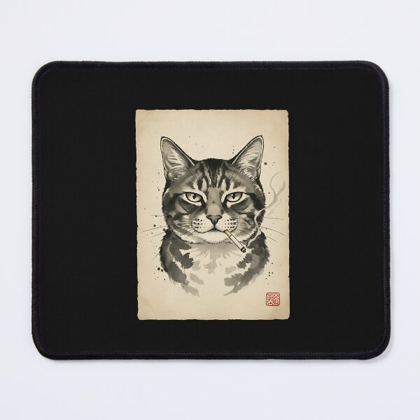 Item preview, Midnight Smoker Cat – Sumi-e Noir designed and sold by yaginoie.