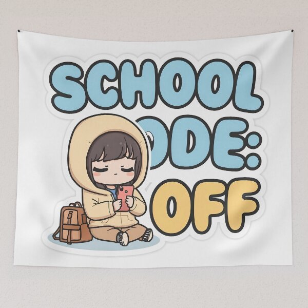 Item preview, School Mode: OFF – Cozy Hoodie Anime School Girl Sticker ??? designed and sold by KRAL-Studios.