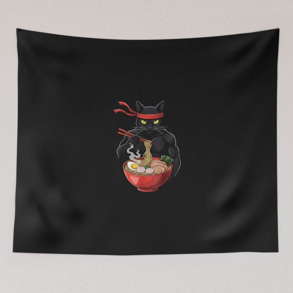 Item preview, Muscle Ninja Cat Eating Ramen – Japanese Streetwear Art  designed and sold by yaginoie.