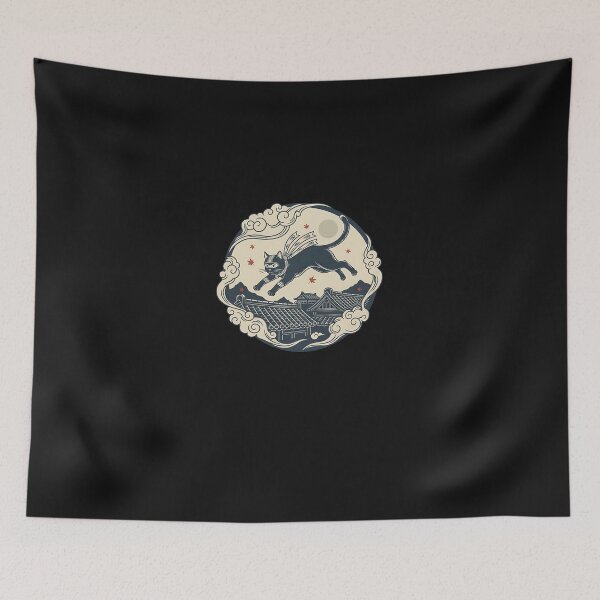 Item preview, Ninja Cat Under the Full Moon designed and sold by yaginoie.