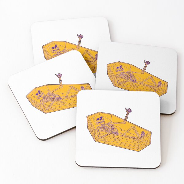 Item preview, Funny Skeleton Relaxing in Coffin Dark Humor Illustration designed and sold by Horrify.