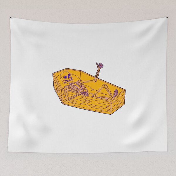 Item preview, Funny Skeleton Relaxing in Coffin Dark Humor Illustration designed and sold by Horrify.