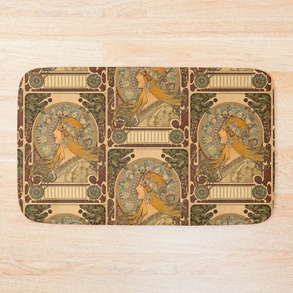 Item preview, La Plume Poster by Alphonse Mucha | 1896 Art Nouveau Zodiac Print | Vintage Woman with Quill Wall Art | Celestial Decorative Illustration designed and sold by artofuniverse.