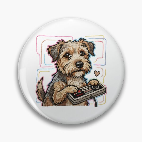 Item preview, Embroidered Gamer Dog – Retro Controller and Whimsical Stitch Art designed and sold by SplashTastic.