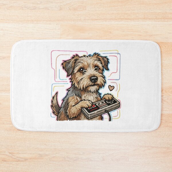 Item preview, Embroidered Gamer Dog – Retro Controller and Whimsical Stitch Art designed and sold by SplashTastic.