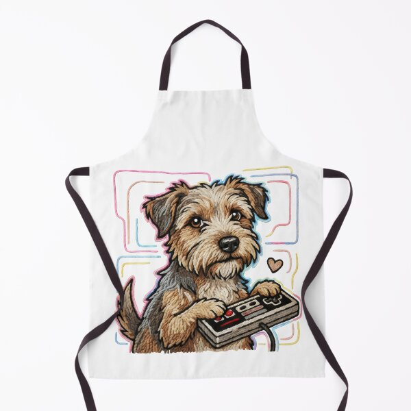 Item preview, Embroidered Gamer Dog – Retro Controller and Whimsical Stitch Art designed and sold by SplashTastic.