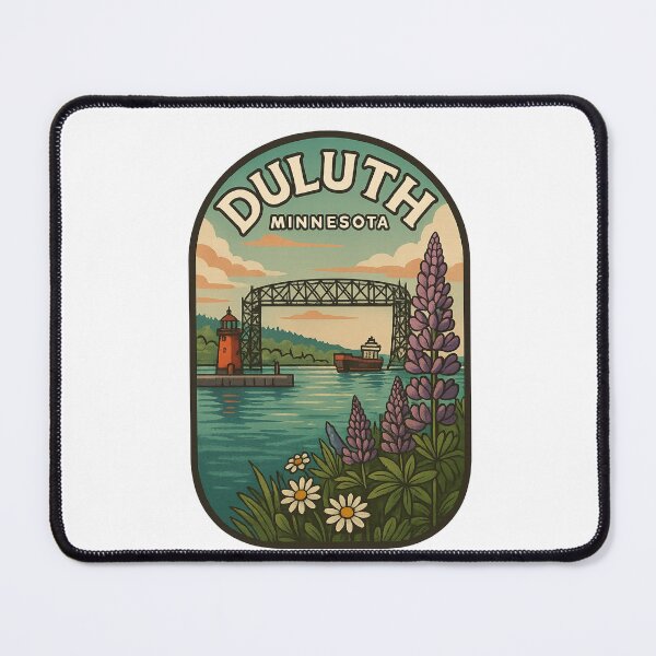 Item preview, Duluth Minnesota Aerial Lift Bridge with Lake Superior Lighthouse designed and sold by Aryabek.