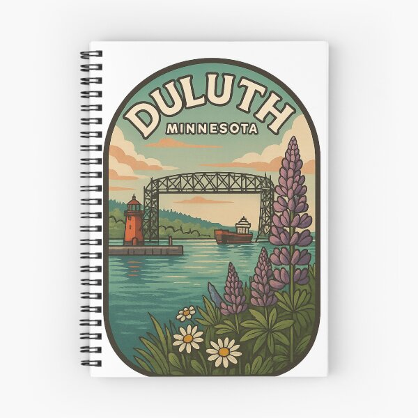 Item preview, Duluth Minnesota Aerial Lift Bridge with Lake Superior Lighthouse designed and sold by Aryabek.