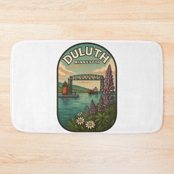 Item preview, Duluth Minnesota Aerial Lift Bridge with Lake Superior Lighthouse designed and sold by Aryabek.