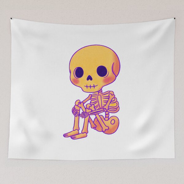 Item preview, Cute Pastel Skeleton Sitting Kawaii Spooky Illustration designed and sold by Horrify.