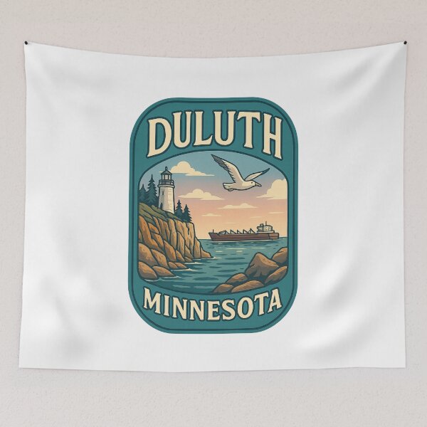 Item preview, Duluth Minnesota Lighthouse and Lake Superior Freighter designed and sold by Aryabek.