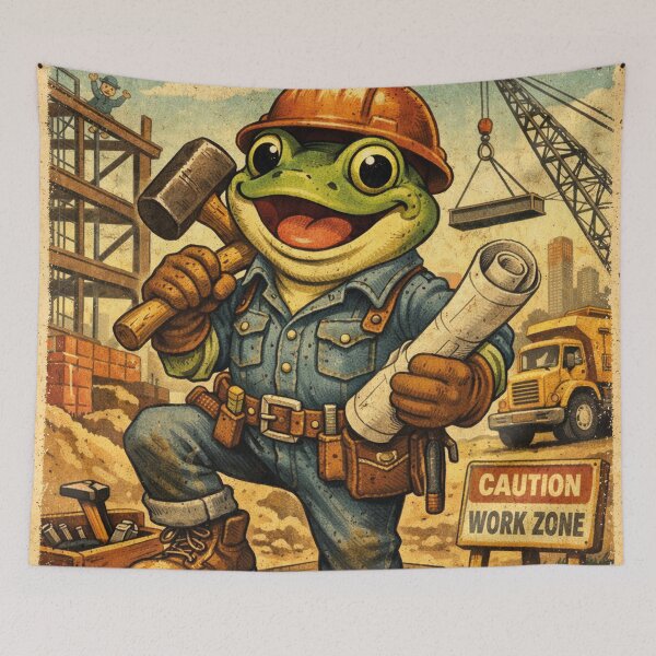 Item preview, funny frog, strong construction worker designed and sold by Mauswohn.