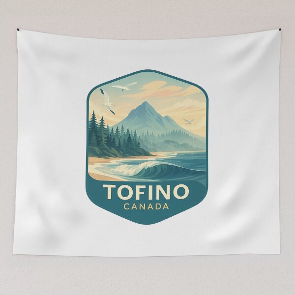 Item preview, Tofino Canada Coastal Beach with Mountains and Seabirds designed and sold by Aryabek.
