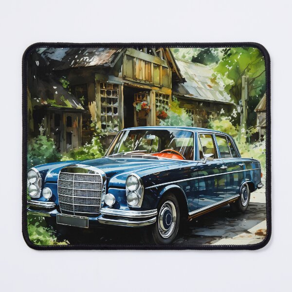 Item preview, Vintage executive car parked beside rustic storybook house designed and sold by RevUpDesign.