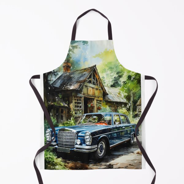 Item preview, Vintage executive car parked beside rustic storybook house designed and sold by RevUpDesign.