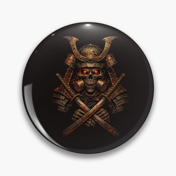Item preview, Demonic Samurai Skull – Infernal Ronin with Crossed Katanas designed and sold by Sksticker991.