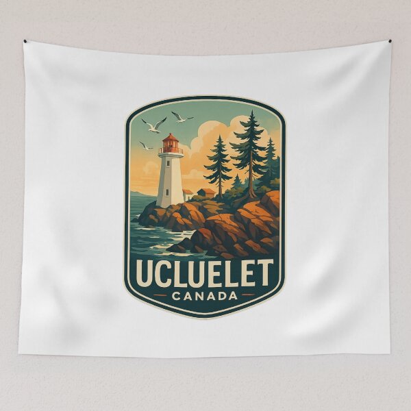 Item preview, Ucluelet Canada Lighthouse with Rocky Shoreline and Pines designed and sold by Aryabek.