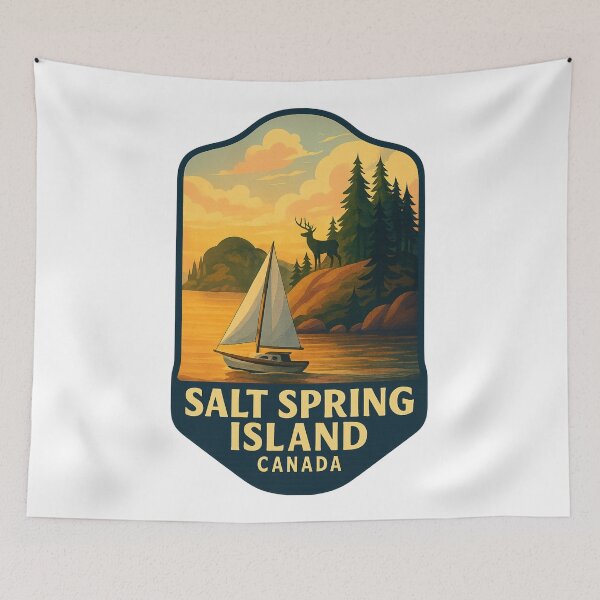 Item preview, Salt Spring Island Canada Sunset with Sailboat and Wildlife designed and sold by Aryabek.