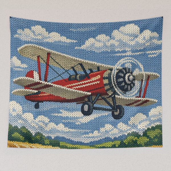 Item preview, Vintage airplane, knitting pattern designed and sold by Mauswohn.