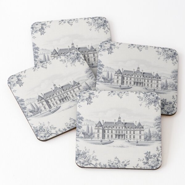 Item preview, Blue Chateau Estate – Vintage Toile de Jouy Architecture Scene designed and sold by SplashTastic.