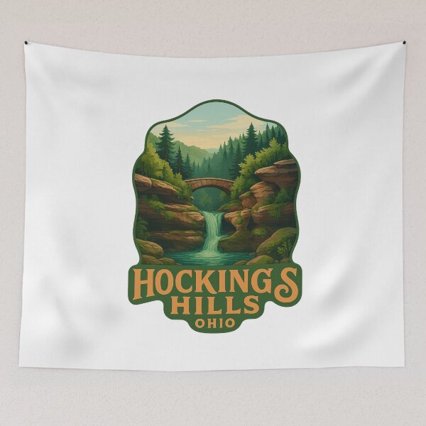 Item preview, Waterfalls and Stone Bridge in Hocking Hills, Ohio designed and sold by Aryabek.