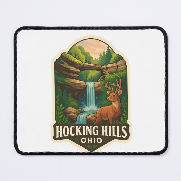 Item preview, Natural Bridge and Waterfall with Deer in Hocking Hills, Ohio designed and sold by Aryabek.