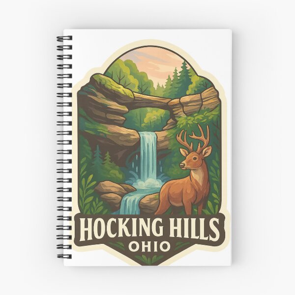 Item preview, Natural Bridge and Waterfall with Deer in Hocking Hills, Ohio designed and sold by Aryabek.