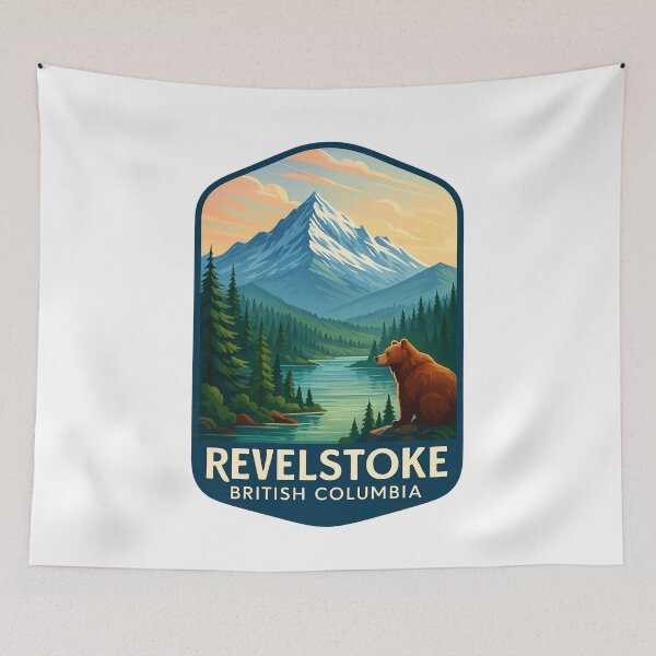 Item preview, Mount Revelstoke and River Valley with Grizzly Bear designed and sold by Aryabek.