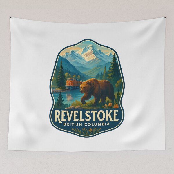 Item preview, Train and Grizzly Bear in Revelstoke, British Columbia designed and sold by Aryabek.
