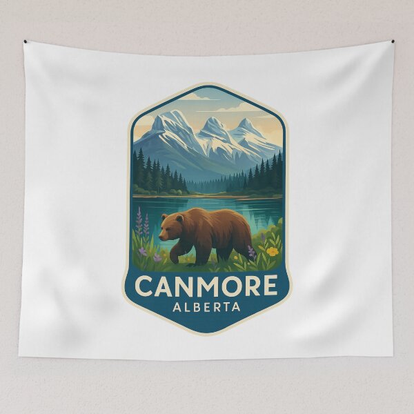Item preview, The Three Sisters and Grizzly Bear in Canmore, Alberta designed and sold by Aryabek.