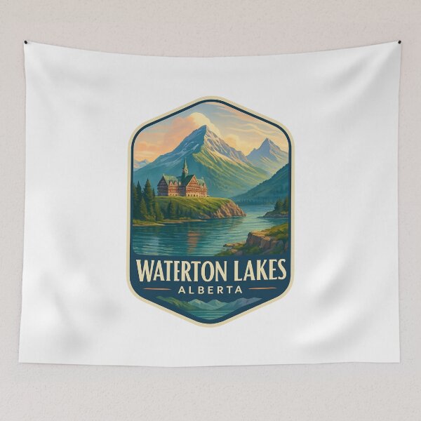 Item preview, Prince of Wales Hotel and Mountains in Waterton Lakes, Alberta designed and sold by Aryabek.