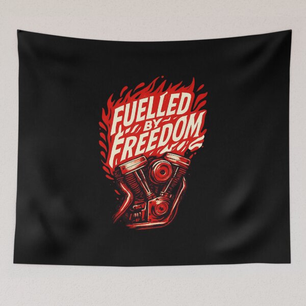 Item preview, Fuelled by Freedom - Motorcycle Engine Flame Typography designed and sold by MKreative Studio.