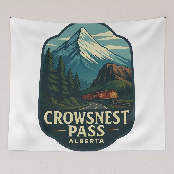 Item preview, Freight Train and Crowsnest Mountain in Alberta’s Rocky South designed and sold by StampMyPassport.