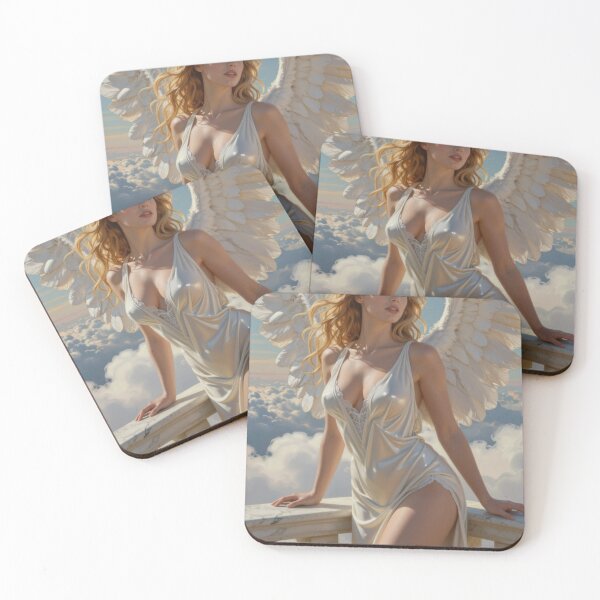 Item preview, Blonde angel leans on marble balcony designed and sold by CathryneDelamort.