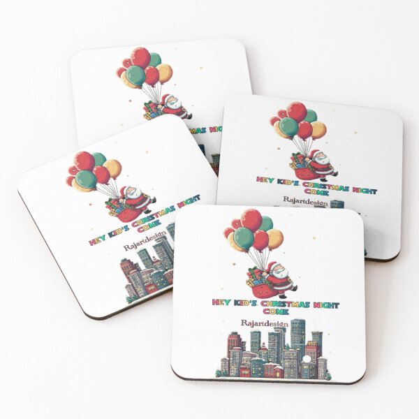 Item preview, Magical Christmas Night: Santa Flying with Balloons over Winter City designed and sold by RajaArtDesign.