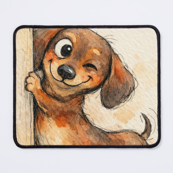 Item preview, Cute Winking Dachshund – Whimsical Sausage Dog Watercolor designed and sold by Darlin8888.