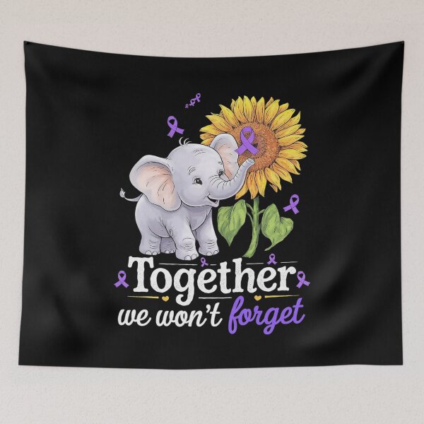 Item preview, Elephant Purple Ribbon End Alzheimer's Awareness Sunflower designed and sold by repconomArt.