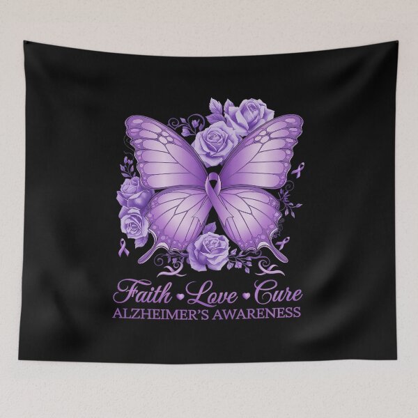 Item preview, Faith Love Cure Alzheimer's Awareness Month Floral Butterfly designed and sold by repconomArt.