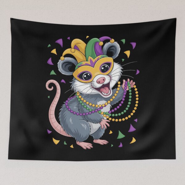 Artikelvorschau, Mardi-Gras-Opossum mit Maske und Perlen entworfen und verkauft von JonathalIngham.