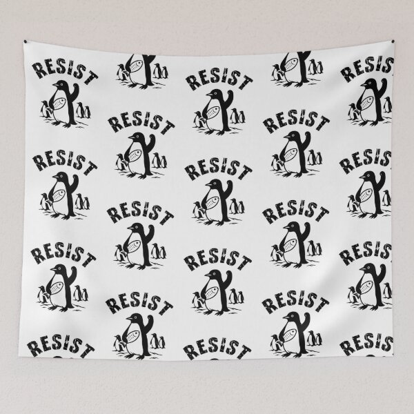 Item preview, Resist Penguin Illustration — Bold Black and White Activism Bird Art designed and sold by Colorful-Garden.