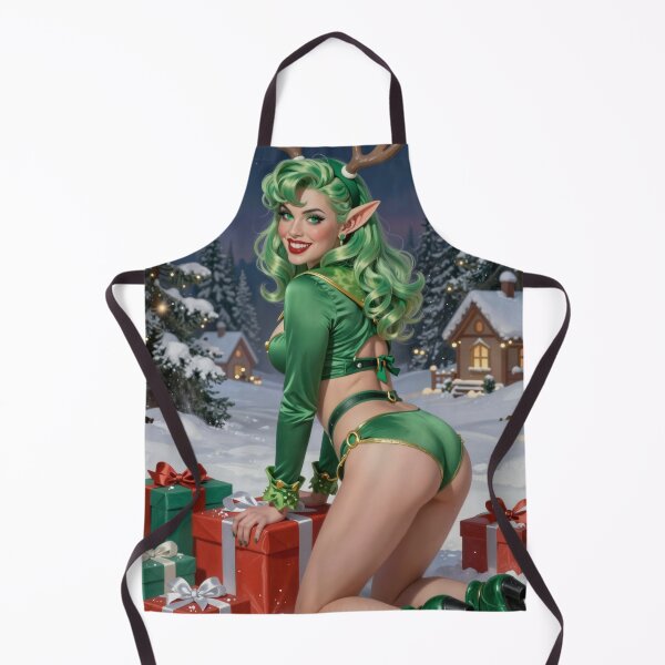 Item preview, Green elf with antlers poses with gifts designed and sold by CathryneDelamort.