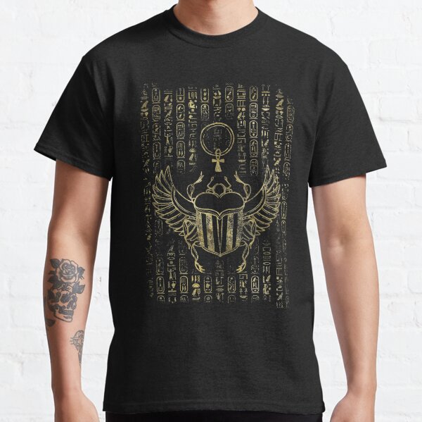 Egyptian Scarab Beetle with hieroglyphs Classic T-Shirt