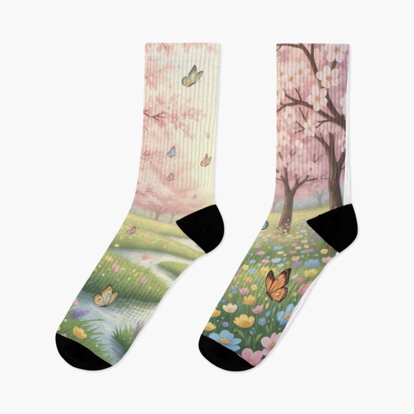 Item preview, Serene Cherry Blossom River & Butterfly Meadow designed and sold by ZyVoAli.