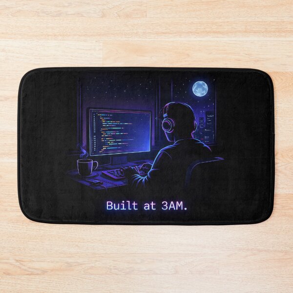 Item preview, Built at 3AM – Night Coder Neon Retro Programmer designed and sold by SoulenCify.