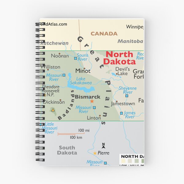 Item preview, Detailed North Dakota Geography Map designed and sold by WorldAtlas.com.