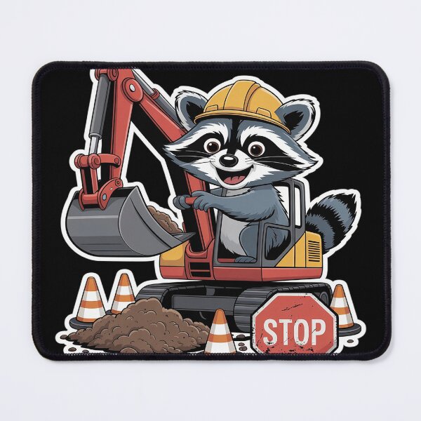 Item preview, Raccoon Construction Worker Excavator Truck designed and sold by FluoroWave.